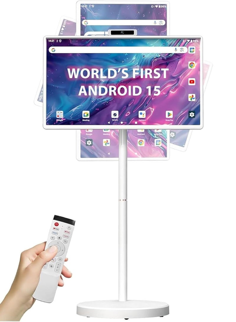 Veeuxe 27 Inch Portable TV Screen with Stand Android 15 Display Touch Screen 8MP Built-in Camera, Full HD, Dual-Band WiFi, 6GB+128GB, 9000mAh Battery, Speakers, Voice Remote - Image 1